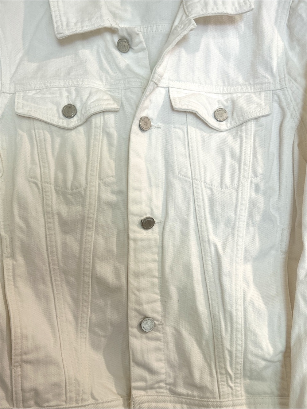 White Denim Trucker Jacket in Head In The Clouds Size Small - Picture 4 of 7